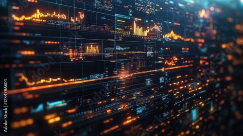 Wallpaper Mural Futuristic data stream visualization; financial market analysis; background glow; tech illustration Torontodigital.ca