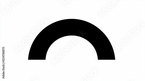 Black semicircle arc graphic design element on white background, for website, app, presentation