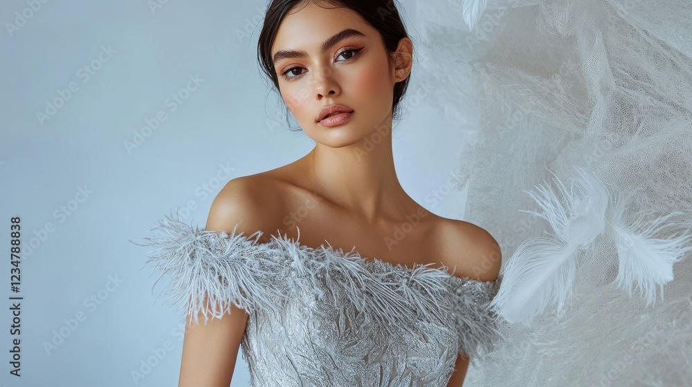 Elegant Fashion Model in Stunning Silver Dress Elegant Fashion Model in Stunning Silver Dress