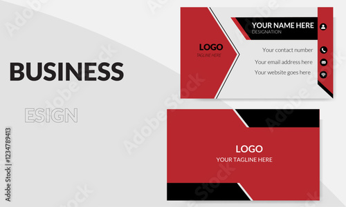 Double sided modern simple corporate and minimalist black and red business card