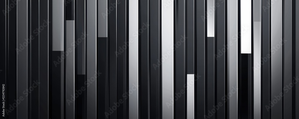 An abstract image featuring vertical black and silver stripes, creating a sleek and modern design aesthetic. An abstract image featuring vertical black and silver stripes, creating a sleek and modern design aesthetic.