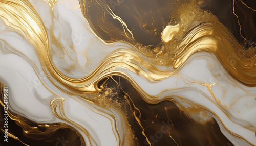 Gold and White Marble Pattern