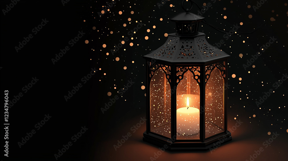 black metal lantern with glowing candle in intricate design, creating festive scene with romantic warm candlelight against dark background and snow effect in ornate 3d rendered image black metal lantern with glowing candle in intricate design, creating festive scene with romantic warm candlelight against dark background and snow effect in ornate 3d rendered image