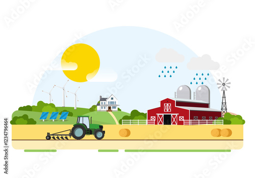 Farming. Ecological Farm. Harvesting. Vector