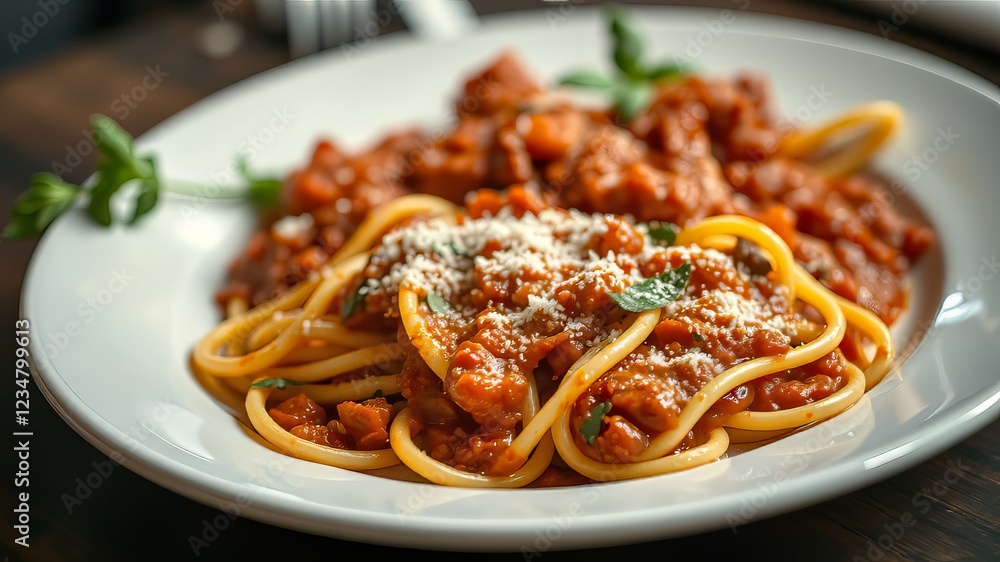Delicious Farmer's Pasta with Hearty Ragu - Gourmet Italian Food Photography Delicious Farmer's Pasta with Hearty Ragu - Gourmet Italian Food Photography