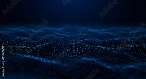 Blue particle waves background