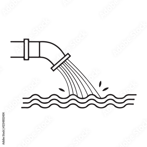 Water Discharge from Pipe vector illustration