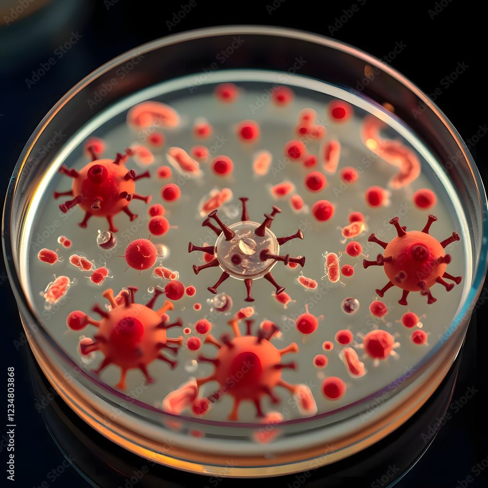 Close-up Petri Dish Culture Showing Diverse Bacteria and Microbes Close-up Petri Dish Culture Showing Diverse Bacteria and Microbes