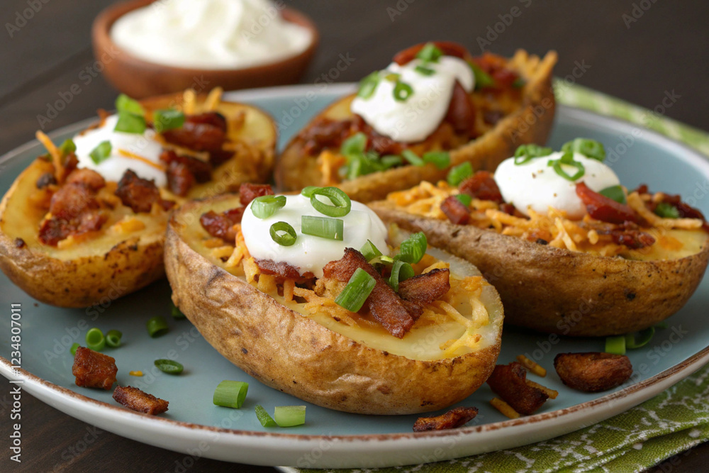 loaded potato skins first food image loaded potato skins first food image