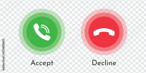 Answer and Decline Phone Call Buttons | Telephone Call Icons Vector