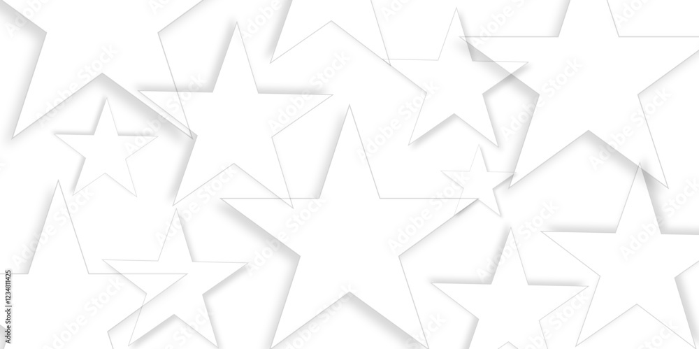 white paper star texture background. Abstract background of translucent big stars in white colors. geometric 3D star shapes on white background Can be used for wallpaper, textile, invitation card etc	