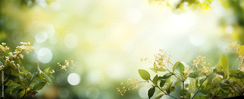 Serene view of lush green leaves kissed by gentle sunlight, evoking peace and natural beauty. Perfect nature background with bokeh. Serene view of lush green leaves kissed by gentle sunlight, evoking peace and natural beauty. Perfect nature background with bokeh.
