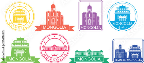 Mongolia set. Isolated Mongolia on white background