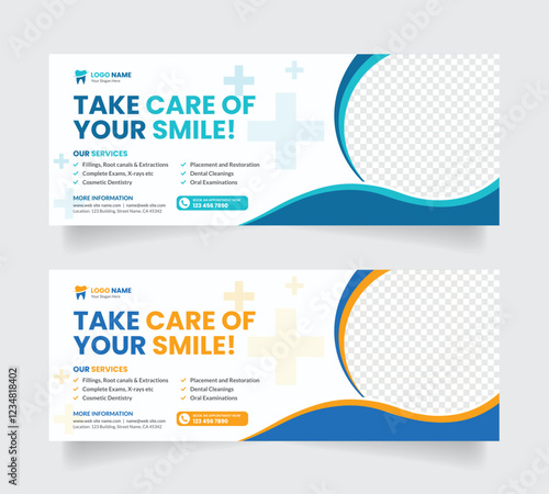 Dental and Medical Related Horizontal Banner or Flyer Design Template