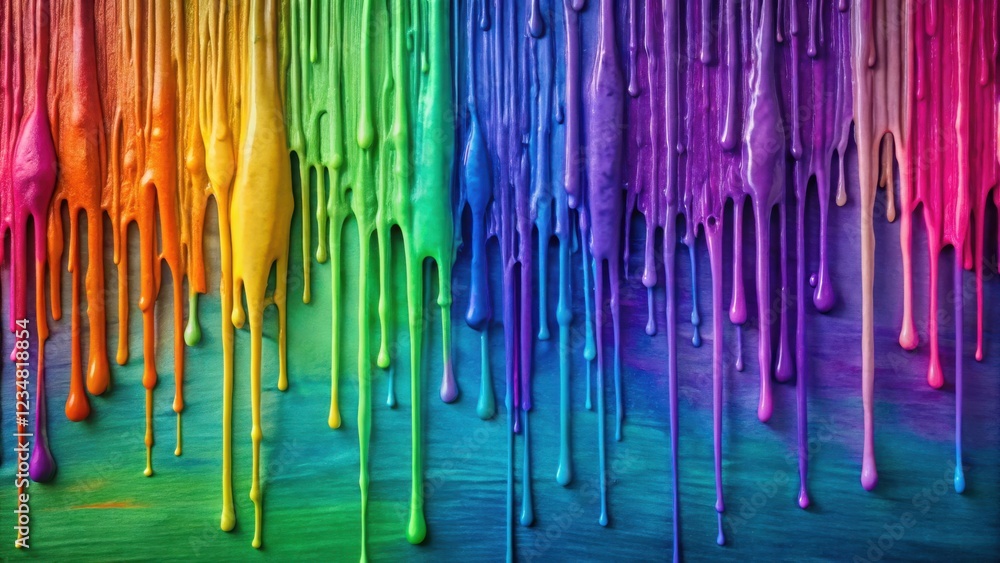 A vibrant abstract art piece depicting a rainbow of dripping colors A vibrant abstract art piece depicting a rainbow of dripping colors