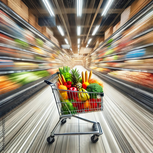 Speeding Shopping Cart: A High-Energy Grocery Run