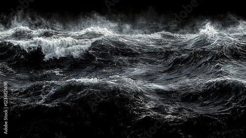 Wallpaper Mural Powerful ocean waves crashing at night Torontodigital.ca