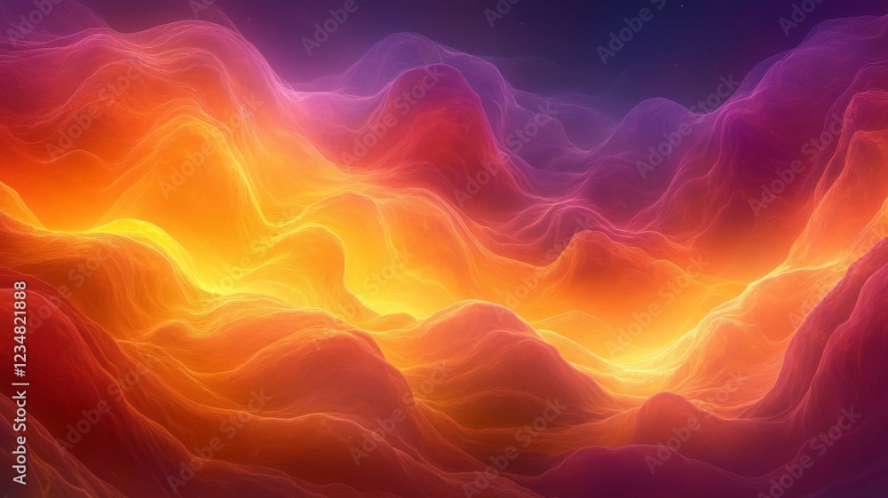 Obraz premium Abstract fiery orange and purple landscape waves
