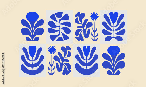 Vector illustration of botanical designs floral and foliage shapes, easily editable.