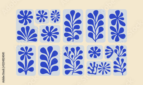 Vector illustration of botanical designs floral and foliage shapes, easily editable.