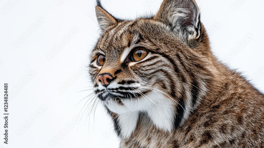 Close-Up Portrait of a Beautiful Lynx Against a White Background Close-Up Portrait of a Beautiful Lynx Against a White Background