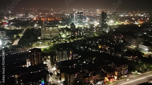 Wallpaper Mural Shimmering Cityscape nighttime by Drone Torontodigital.ca
