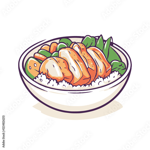 Chinese food chicken and vegetables with rice 