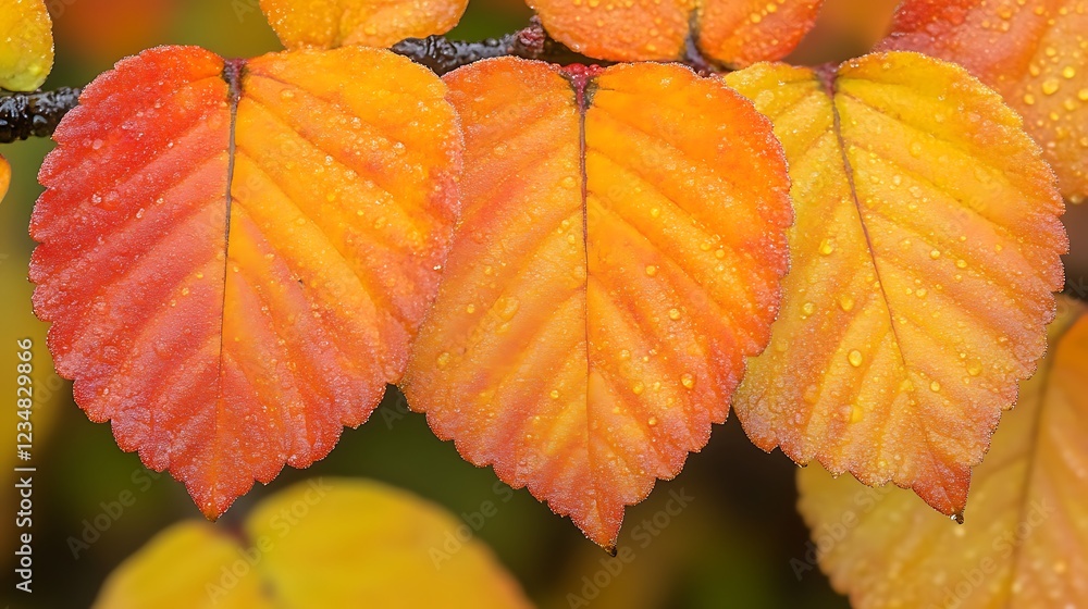 Three Autumn Leaves Dew Drops Nature Beauty Three Autumn Leaves Dew Drops Nature Beauty