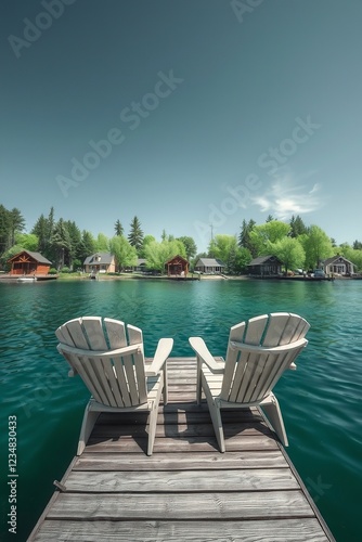 Relaxing Lakefront Chairs Scenic View Summer Vacation