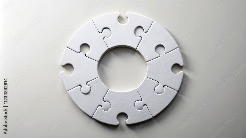 Circular Puzzle with Seven Interlocking Pieces Forming a Ring Shape Circular Puzzle with Seven Interlocking Pieces Forming a Ring Shape