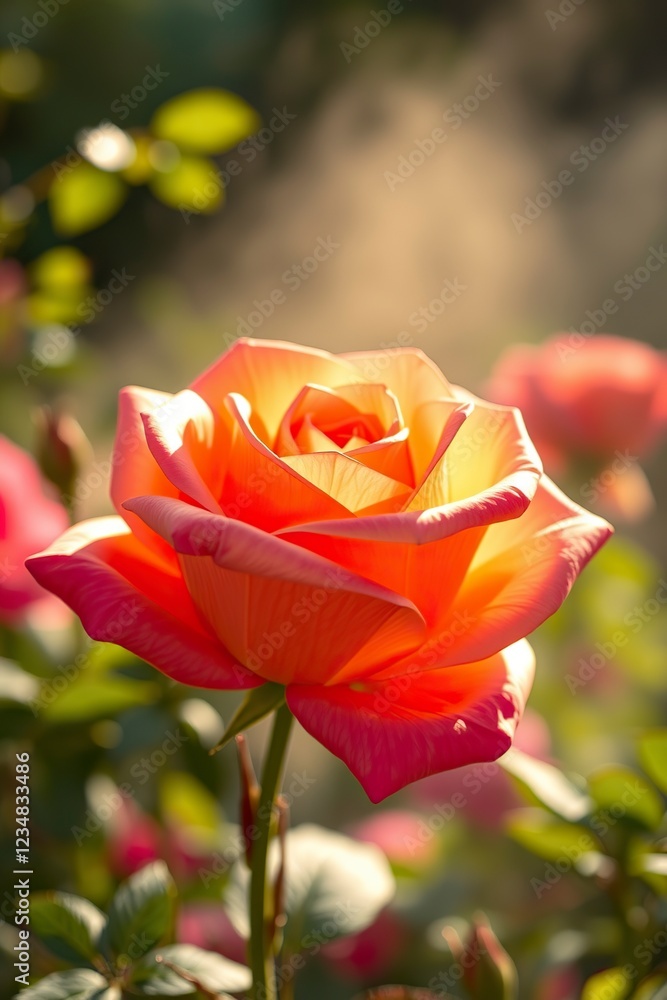Stunning Peach Rose Blossom in Sunlight Garden Photography Stunning Peach Rose Blossom in Sunlight Garden Photography