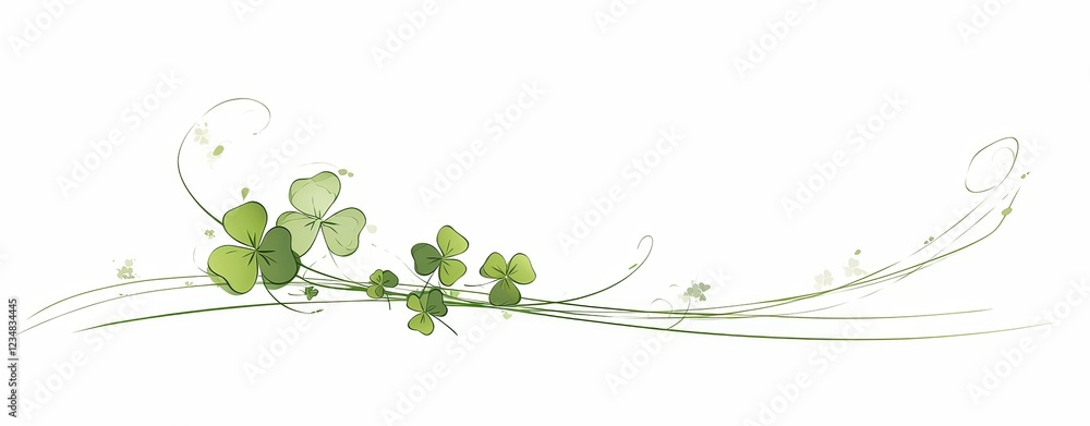 Simple line drawing of a shamrock with green lines on a white background Simple line drawing of a shamrock with green lines on a white background