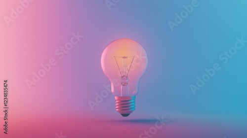 Light bulb illuminated in vibrant hues creating a modern aesthetic in a minimalist setting