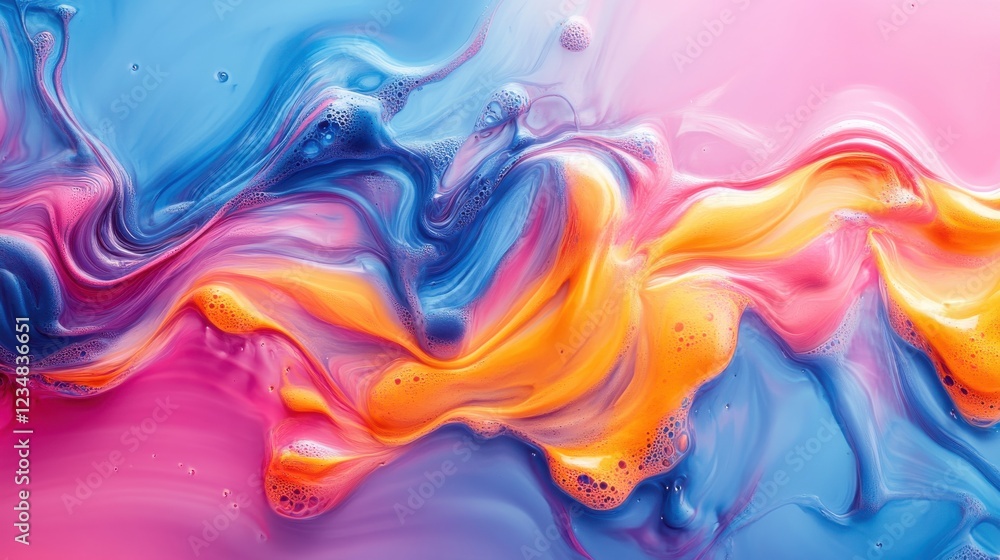 Fototapeta premium Colorful abstract painting with fluid art and bold vibrant colors in modern artistic style