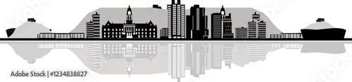 Obraz na płótnie Black and White Modern City Skyline of capetown with Iconic Buildings and Urban Landscap w salonie