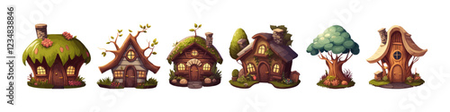 Vector cartoon cosmic houses. Planet illustration. Futuristic city.