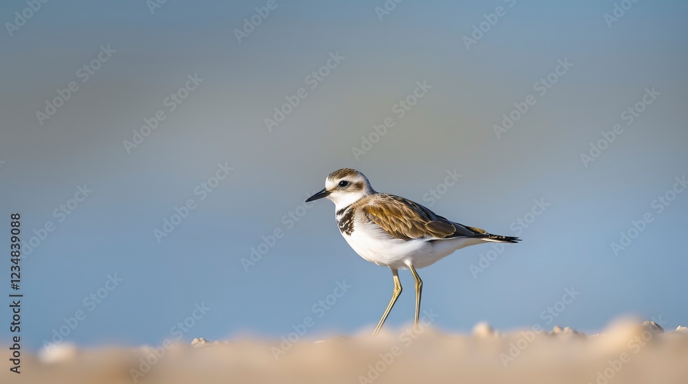 Elegant Kentish Plover Bird on Sandy Beach Elegant Kentish Plover Bird on Sandy Beach