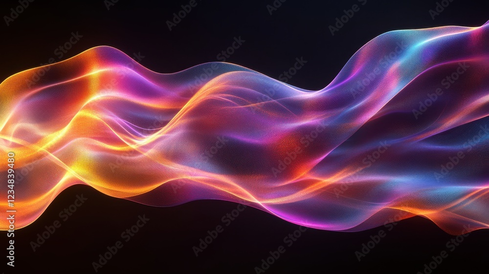 Obraz premium Abstract waves of colorful iridescent light flowing in dynamic patterns and shapes
