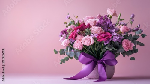 Wallpaper Mural Delicate Pink and Purple Flower Bouquet in Vase Torontodigital.ca