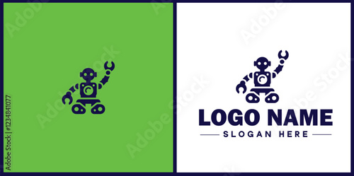 Robotics Company icon Robot manufacturer Automation firm Robotics enterprise flat logo sign symbol editable vector