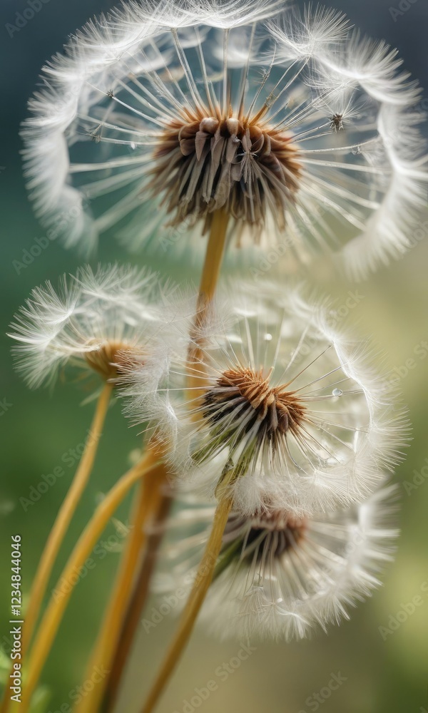 Obraz premium Soft focus macro shot of dandelion seeds against a blurred background , outdoor, organic, yellow