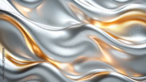 Elegant abstract silver and gold background with wavy lines and foil pattern design