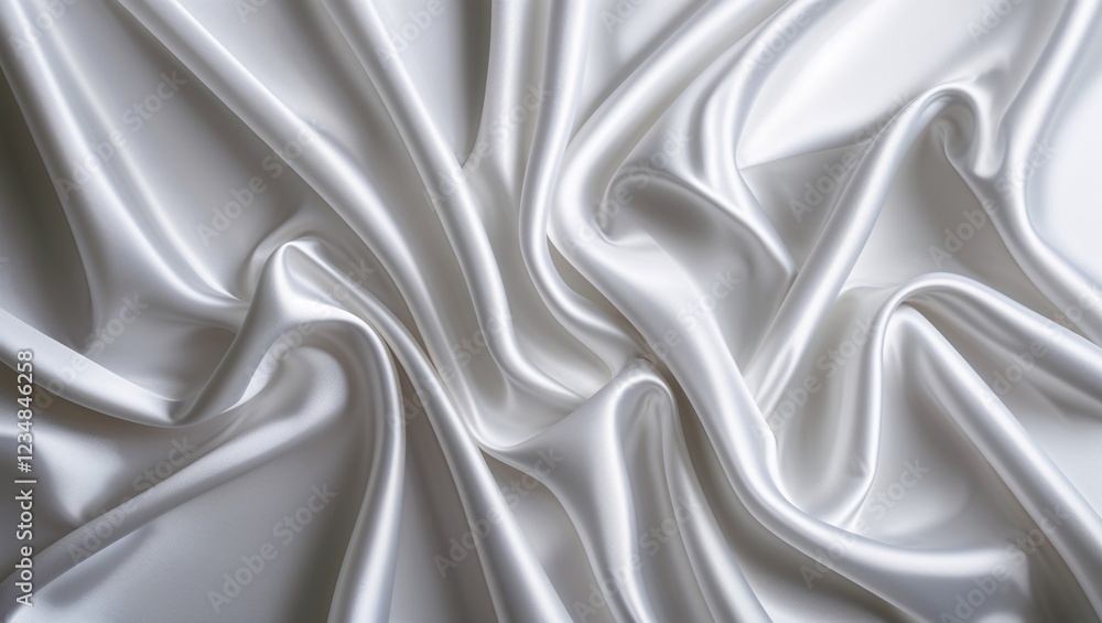 Obraz premium White Abstract Background with Elegant White Silk Satin, Featuring Fluid, Smooth Textures and Subtle Shimmer for a Refined, Luxurious, and Contemporary Visual Aesthetic