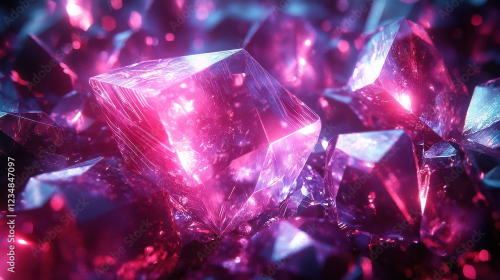 Pink diamond wallpaper with geometric ai-generated crystal patterns and neon glow effects Pink diamond wallpaper with geometric ai-generated crystal patterns and neon glow effects