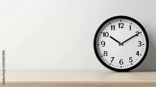 Wallpaper Mural Timeless elegance, a modern clock on table against pristine white wall closeup Torontodigital.ca