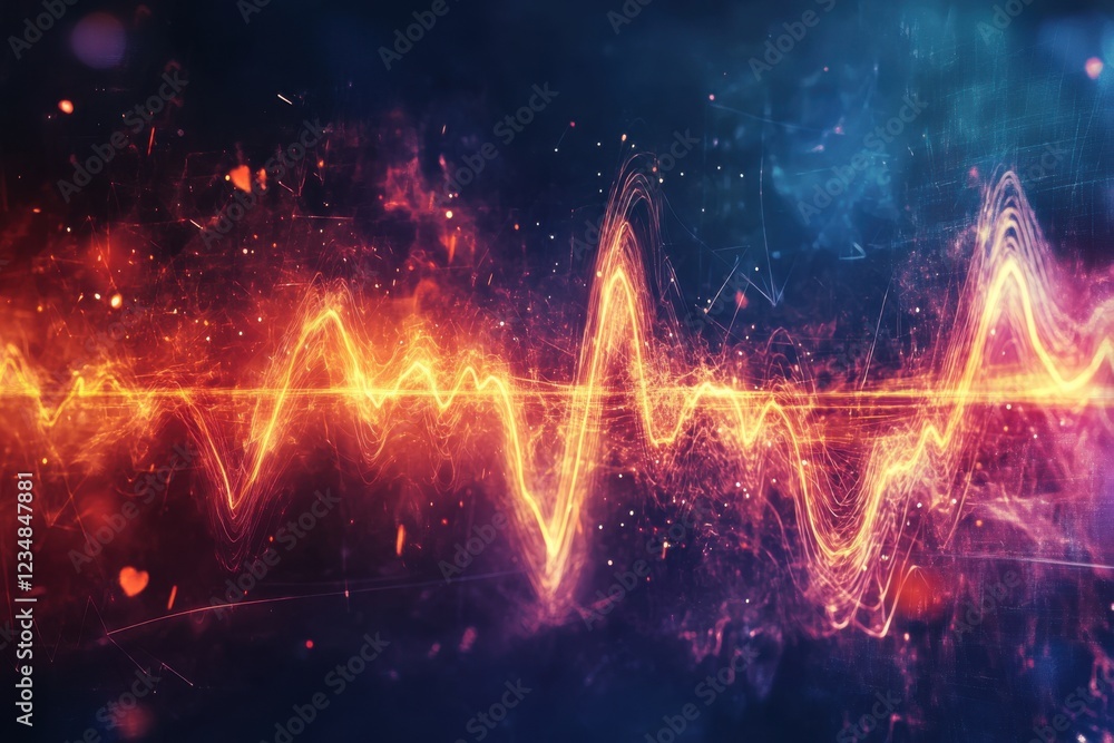 Vibrant Heartbeat Line on Abstract Digital Background Vibrant Heartbeat Line on Abstract Digital Background