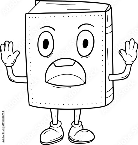 cute book character cartoon outline