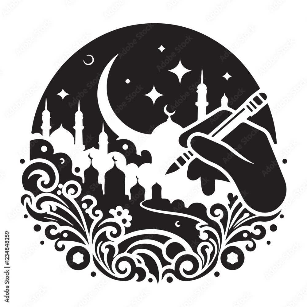 Fototapeta premium Traditional Islamic art design for Muslim festive occasions