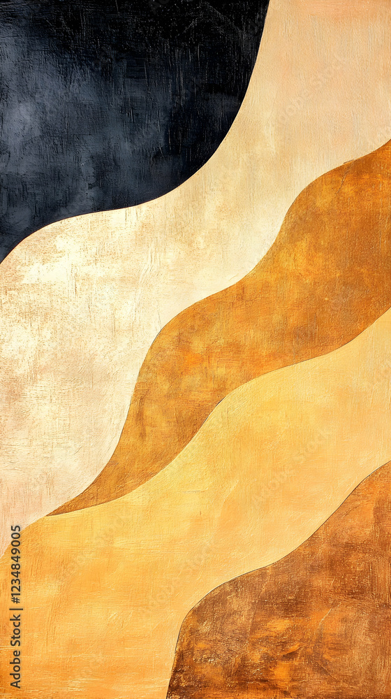 Layers of warm tones ripple across the canvas in a captivating, modern design Layers of warm tones ripple across the canvas in a captivating, modern design