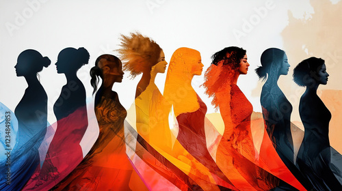 Women history honors heritage and diversity. It marks progress and inspires celebration. Silhouettes of Women in Colorful Flowing Dresses